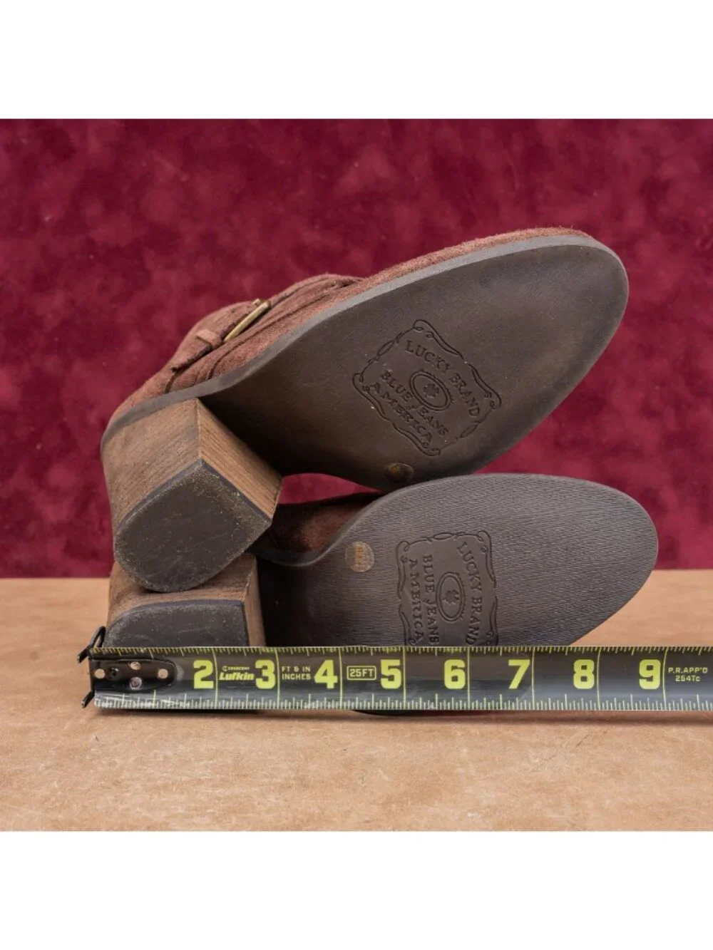 Lucky Brand Women Eastin Brown Suede Classic Western Zip Ankle Boots sz 8.5